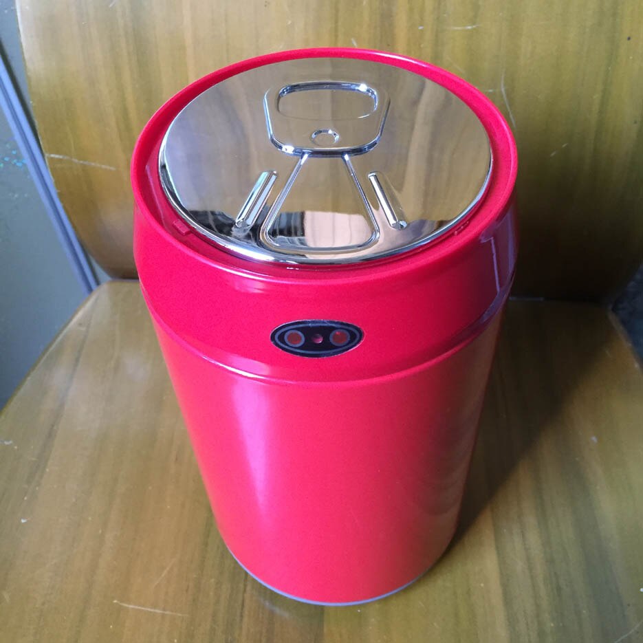 mini 2l sensor rustfritt stål søppelbøtte automatisk åpenn lukk søppelbøtte infrarød resirkuleringsbøtte med indre plastbøtte: Rød