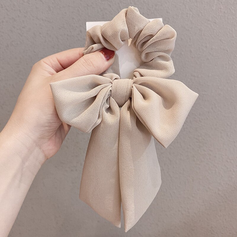 Cinta elástica para el pelo para mujer, lazo con nudo de Color sólido, adorno para el pelo, coletero, accesorios para el cabello: Beige