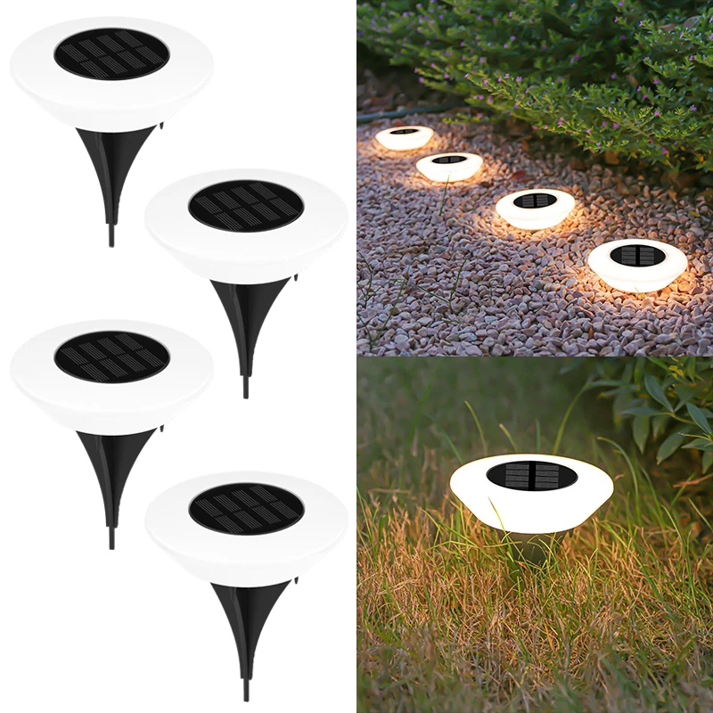 1/4 stk. solcellelamper, udendørslampe , 360 ° led-gulvlamper vandtætte med tænd/sluk til have, gårdsplads, indkørsel, terrasse, græsplæne 1/4 stk.: Rose