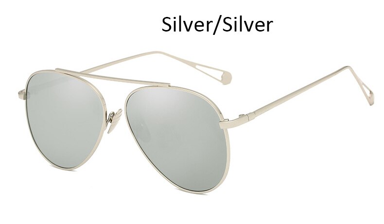Rosa spiegel Pilot sonnenbrille frauen Metall rahmen frauen Stilvolle Damen Schattierungen feminin gläser: Silber- Silber-