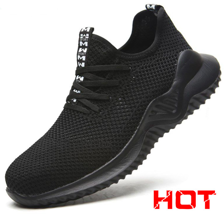 Veiligheidsschoenen Heren Dames Lichtgewicht Werkschoenen met Stalen Neus Anti Slip Beschermende Schoenen Ademende U66/Zwart-Grijs 45