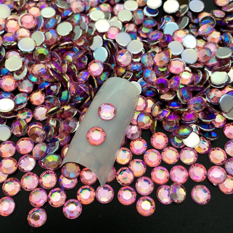 60 stuks/pak 5mm diy 3d nail art acryl ronde glitter strass steentjes plaat uv gel polish tips edelsteen sticker manicure decal decoratie: 11