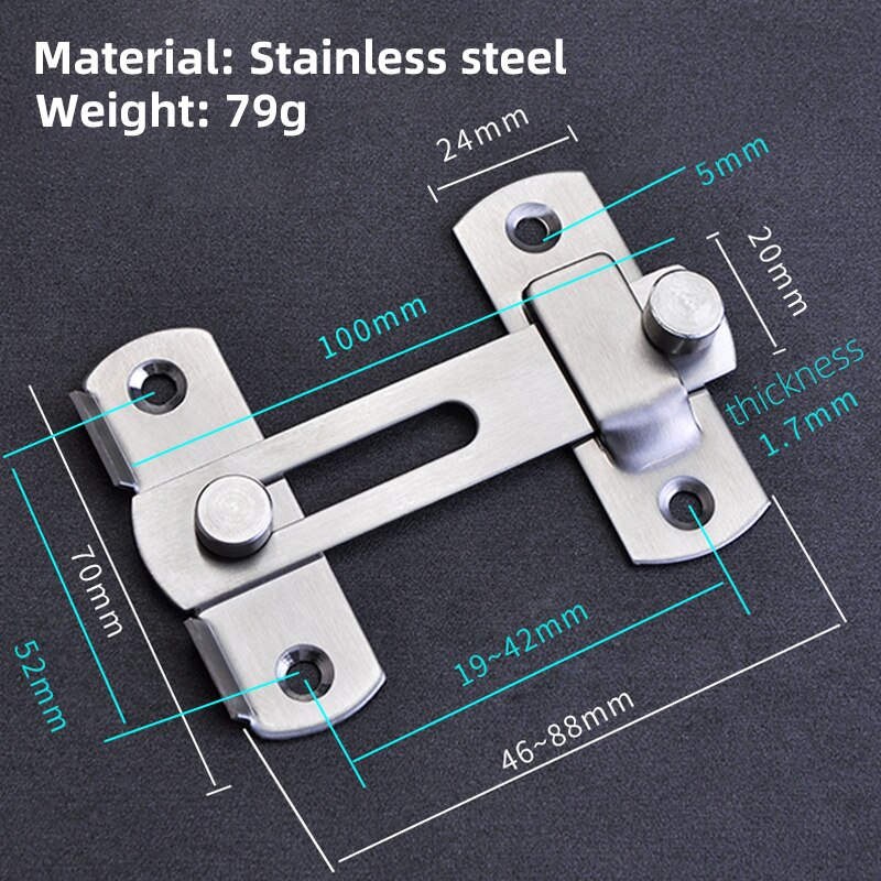 BETOCI pestillo de puerta de habitación con cerradura angular de 90 °, cerradura de Plano de 180 °, pestillo de pestillo cerradura de pestillo de curva, adecuado para múltiples tipos de hardware de puerta: Large