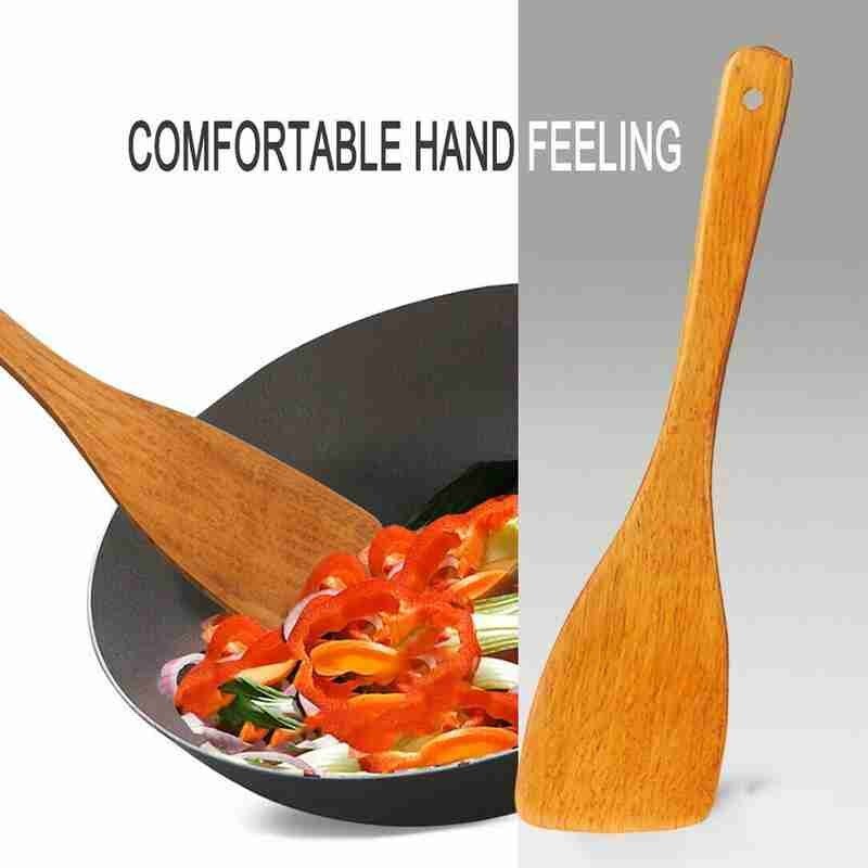 1pc köksredskap köksredskap non-stick hand wok spade långt handtag trä matlagning ris spatel skopa köksredskap tillgång