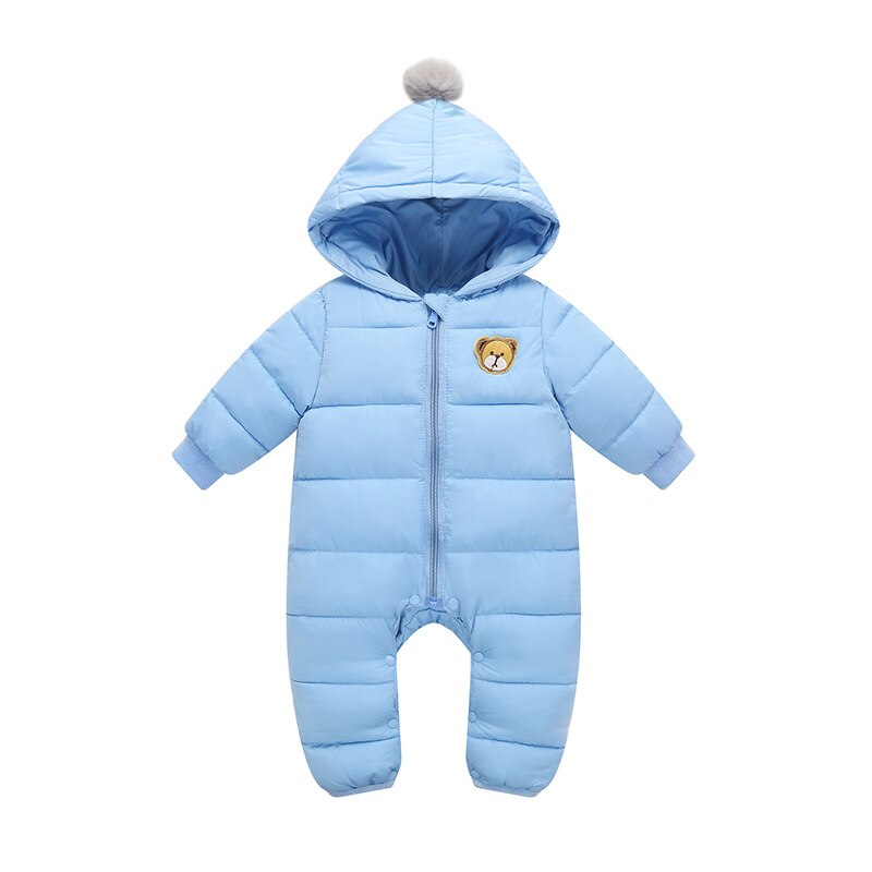 LZH Kleinkind Baby Strampler Herbst Winter Neue Baby Jungen Dicken Kapuze Baumwolle Strampler Mädchen Karikatur Langen ärmeln Strampler 6-12 monat: hell Blau / 24M