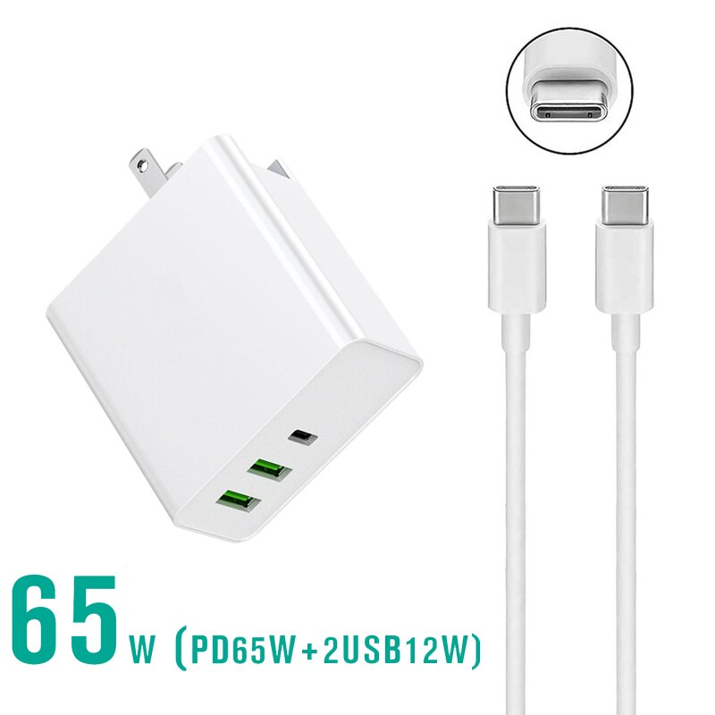 65W Usb Type C Pd Power Adapter Snelle Opladen Qc 3.0 Oplader Voor Macbook Lenovo Asus Laptop Telefoon Power supply Adapter: White-US