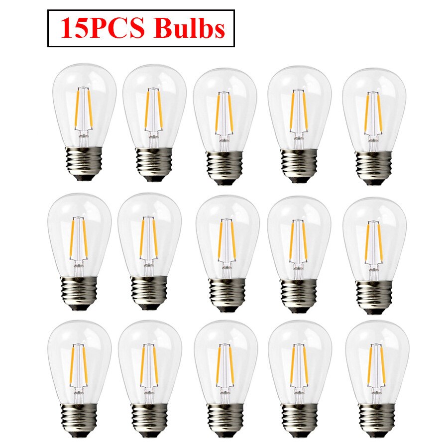 S14 Commercial Grade LED String Light With 5/10/15PCS Edison Bulbs E27 Waterproof for Outdoor Street Backyard Patio Cafe Bistro: Only 15PCS Bulbs / 220V EU UK AU Plug