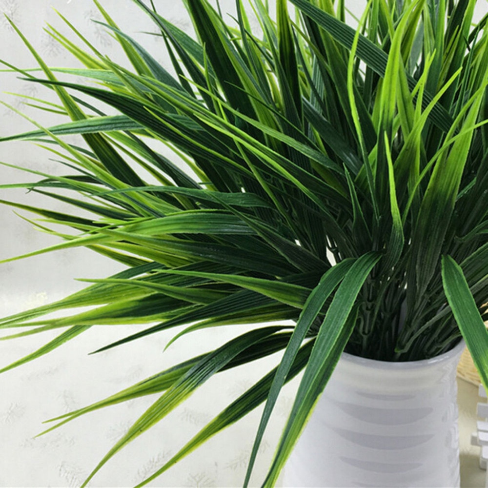 Grönt gräs konstgjorda växter för plastblommor hushållsbutik dest rustik dekoration klöverväxt 7- gaffel