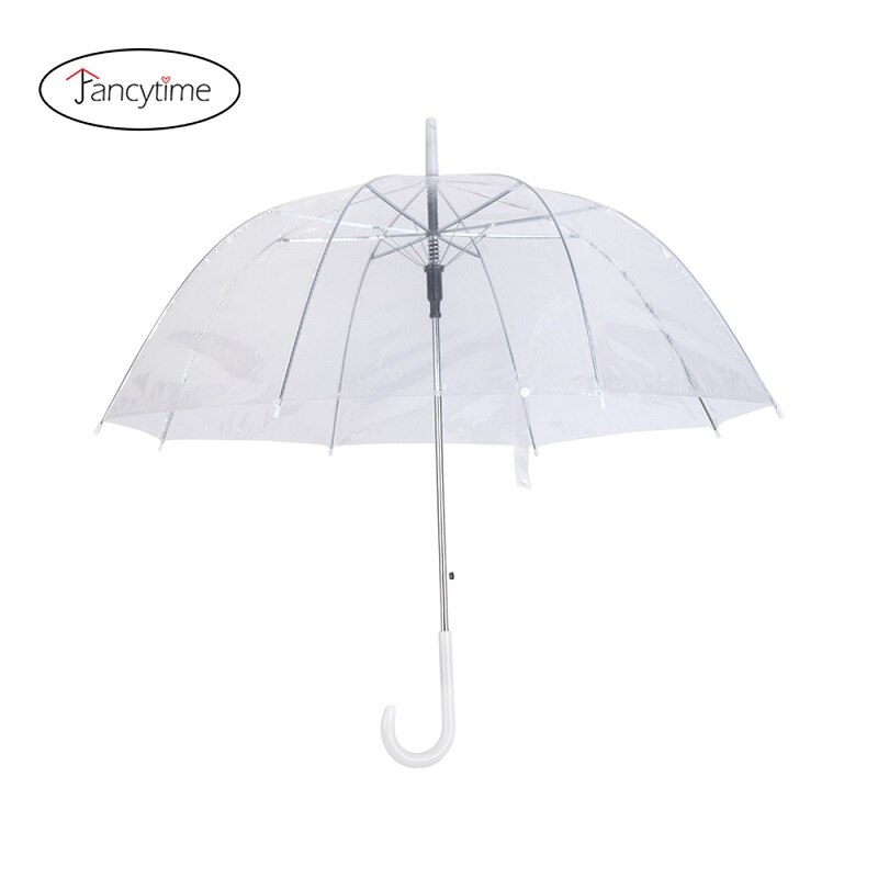 Fancytime Transparent longue poignée parapluie pluvieux Ultra léger femmes et enfants clair pluie parapluie semi-automatique femelle parapluies