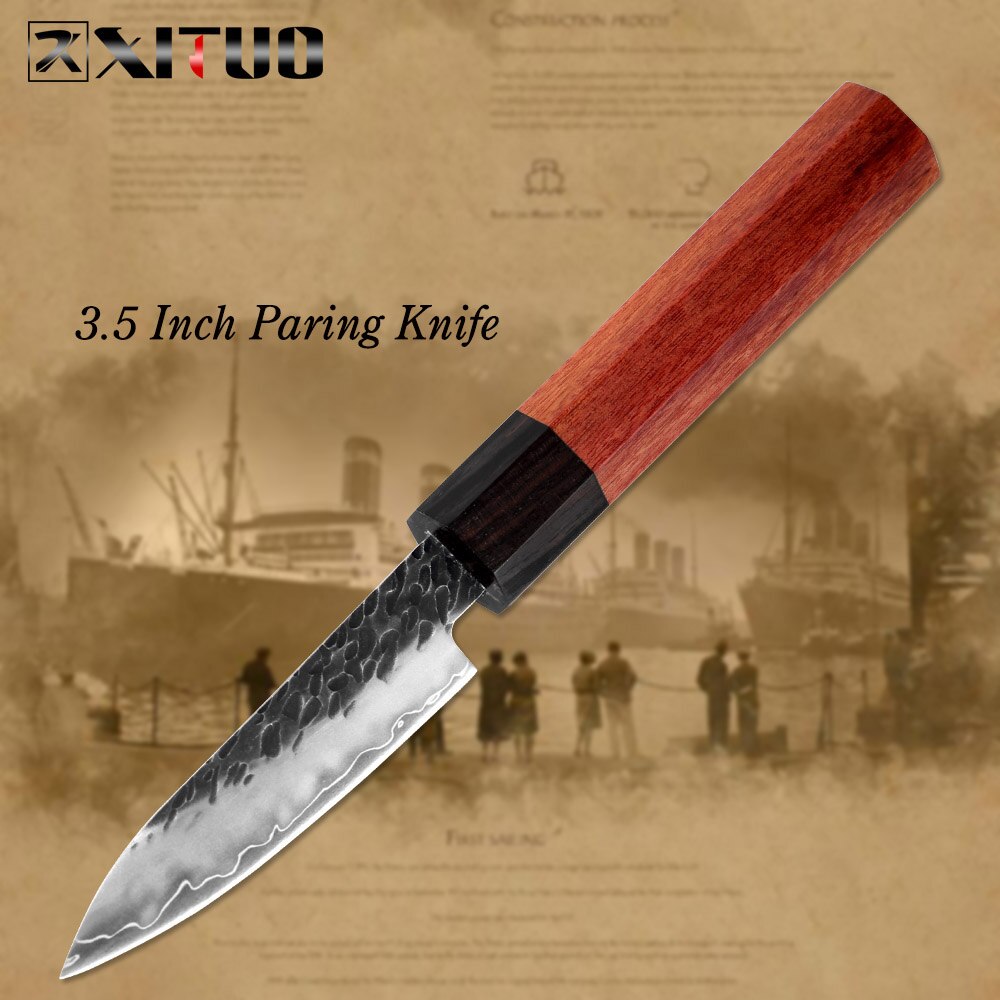 XITUO Kitchen Chef Knife Three-layer Steel Handmade Forged Sharp Cleaver Kiritsuke Boning Santoku Paring Knives Cooking Tools: Paring Knife