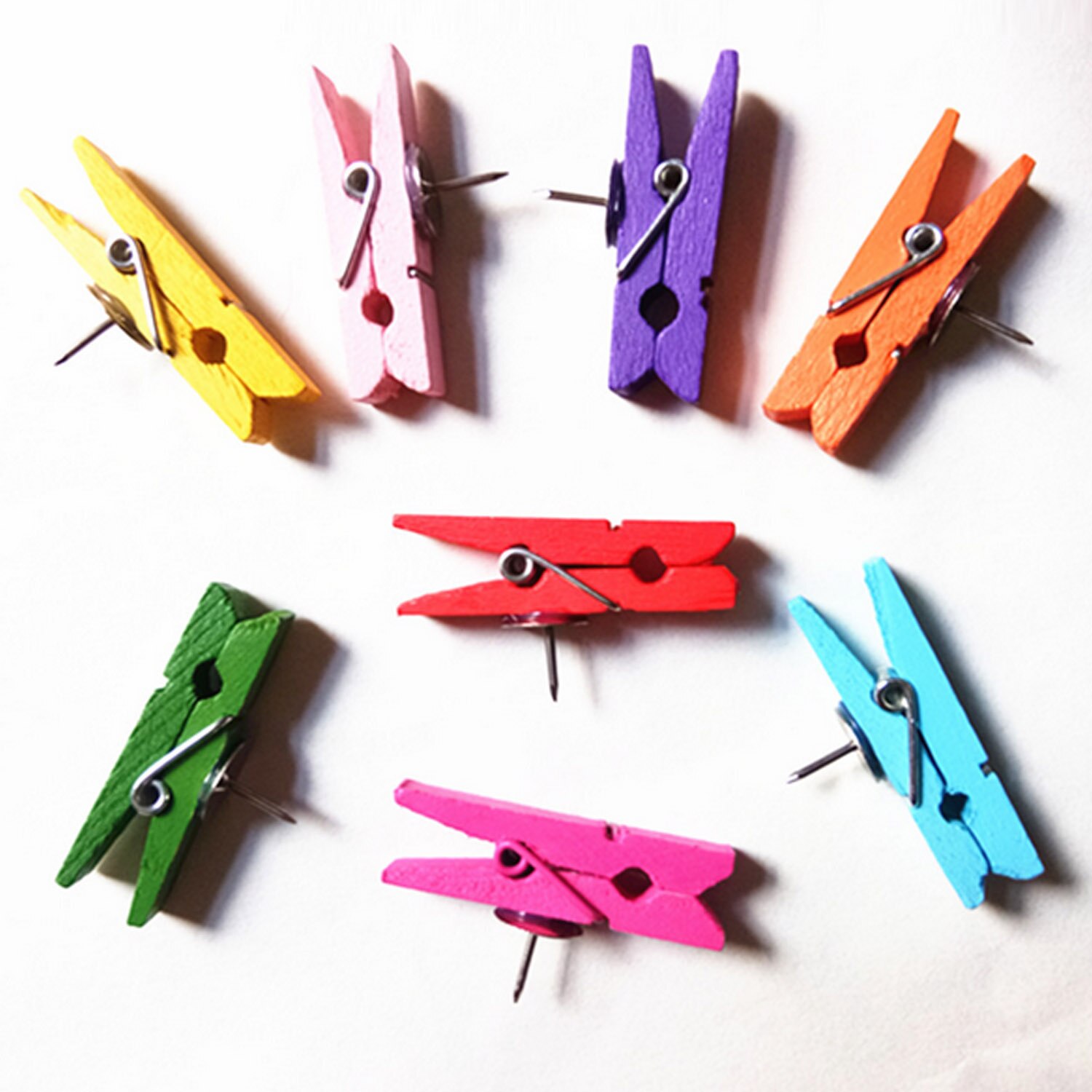 50PCS 3.5cm Wooden Push Pins Clips for Home Office Kitchen Workplace School Classroom Wall Photos Cork Maps Board