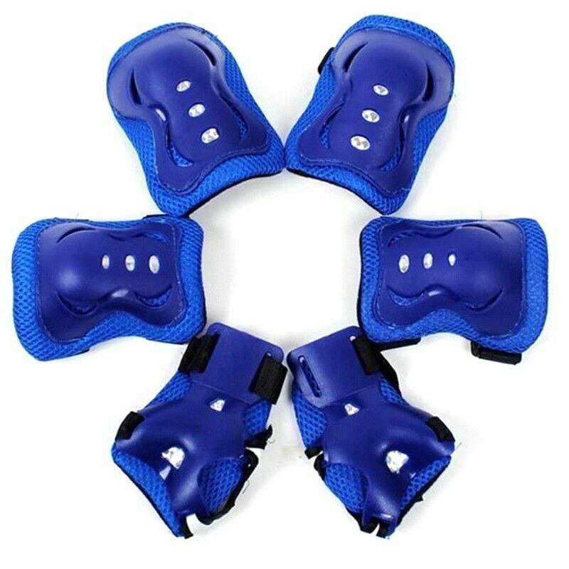 Rodilleras deportivas para deportes al aire libre, rodilleras protectoras para patinaje, rodilleras de codo, 6 uds, bicicleta, patineta, chico: Azul