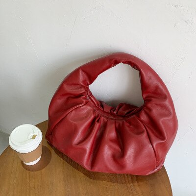 Bolso De hombro De lujo para mujer, bolsa De mano femenina con pliegues, a la , suave, Torebka,: wine-red
