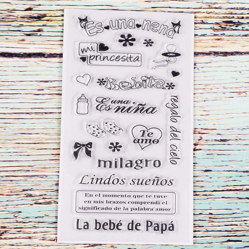 Mama Papa Spaans Transparant Clear Stempel Voor Diy Scrapbooking/Card Making/Kids Kerst Fun Decoratie Benodigdheden: 400128