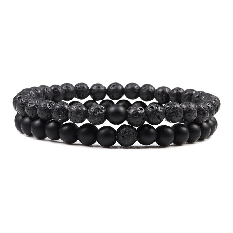 2Pcs/Set Couples Distance Bracelet Natural Stone Tiger Eyes Lava Beaded Bracelets & Bangles Men Women Jewelry Best Friend: style 3