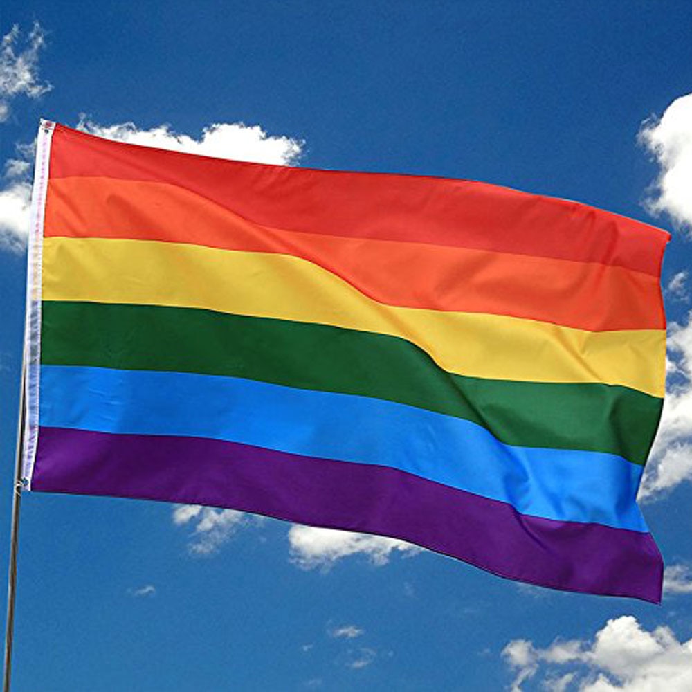 1 stuk Kleurrijke Regenboog Vlag Polyester Grote Gay Pride Vlag met Messingsdichtingsringen Banner Opknoping Vriendelijke LGBT Vlag 90cm * 150cm