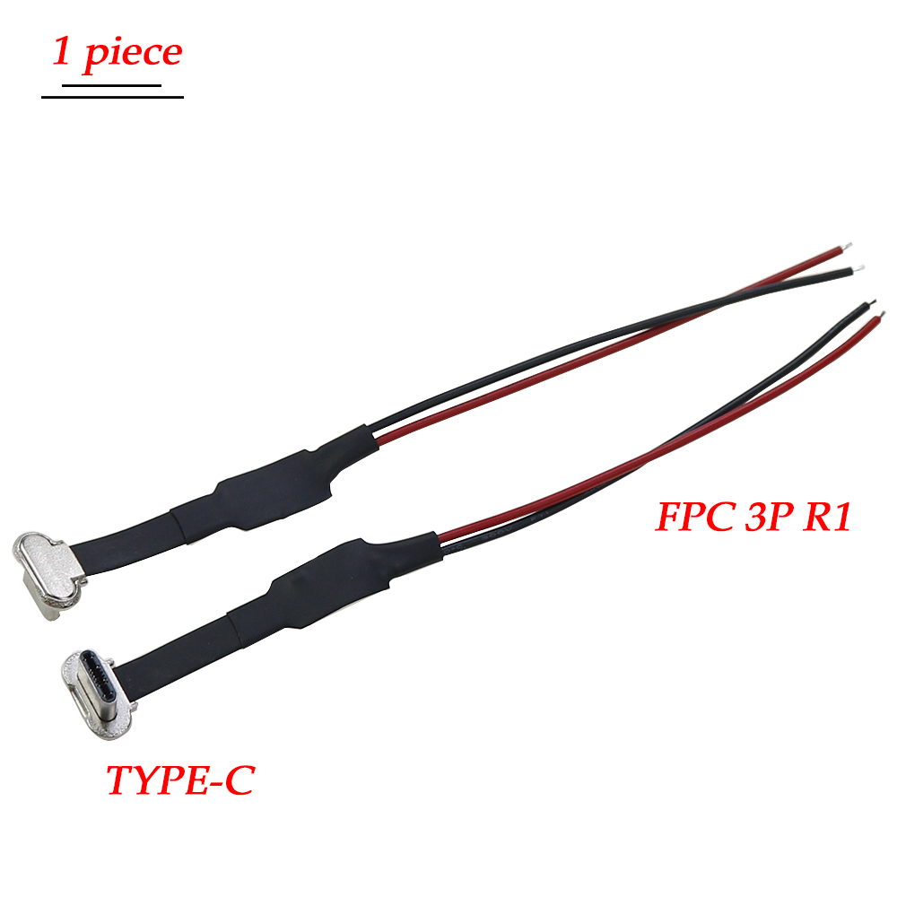 USB C tipo C FPC 2 pines 3 pines con resistencia R1 Cable plano suave Cable de carga macho extensión de Cable de carga de carga rápida para teléfono: Castaño