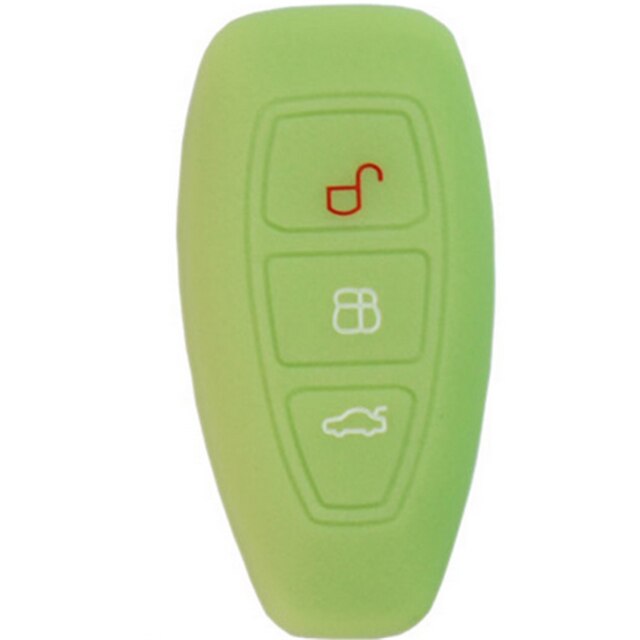 Autostyling afstandsbediening sleutel beschermhoes autosleutelhoes voor ford focus mondeo fiesta ecosport escort kuga b-max 3 knoppen slimme sleutel: Lichtgevend groen