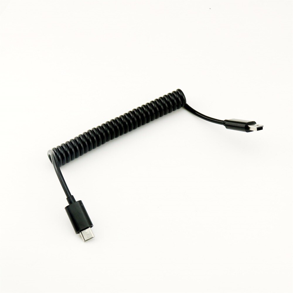 2 stuks Micro USB B 5 Pin Male Naar Mini USB B 5 Pin Male Spiraal Spiraal Adapter Kabel 3FT