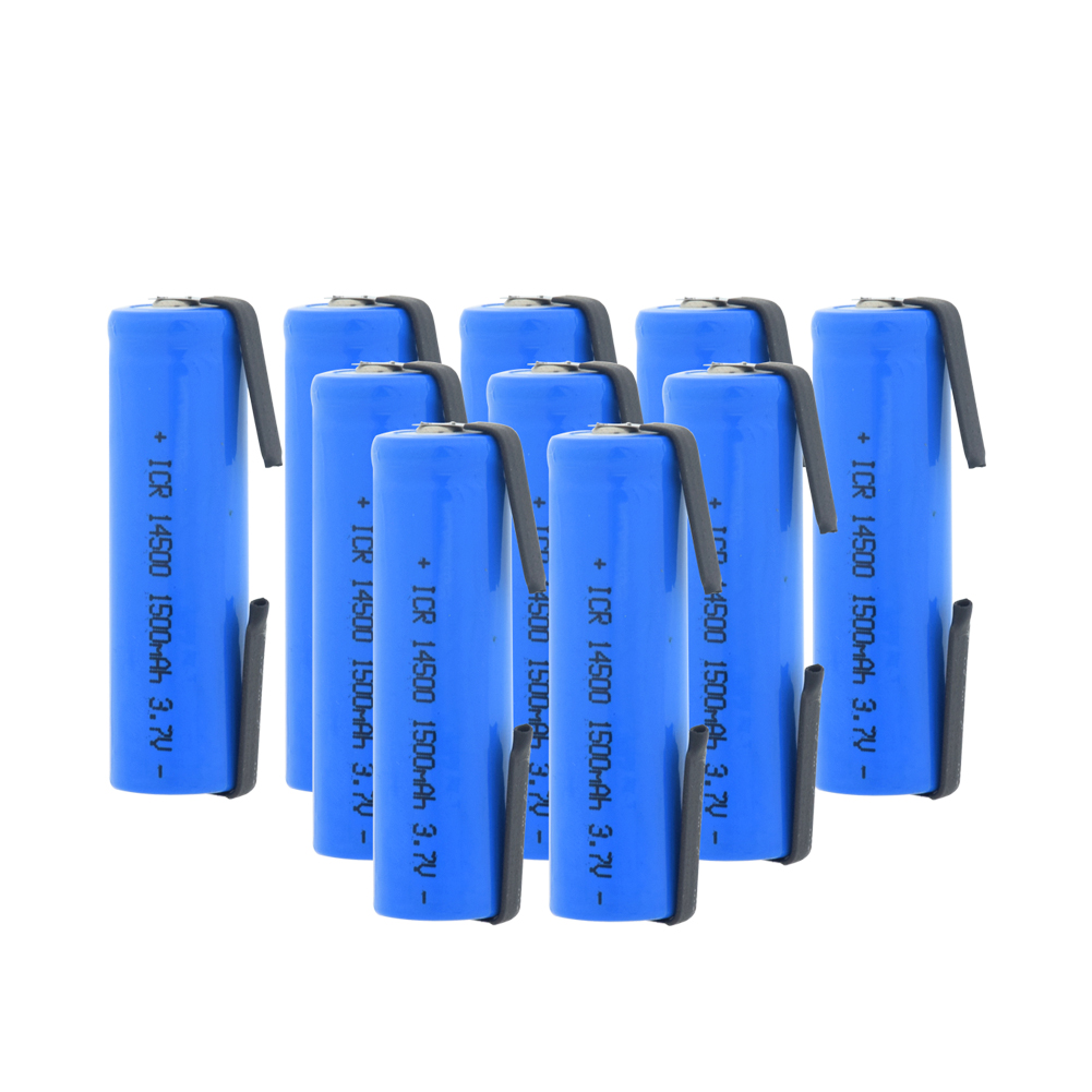 ICR 14500 Batteria Al Litio 3.7V 1500mAh Batterie Ricaricabili di Saldatura Nichel Copriletto batterie Per LED Torcia Della Torcia Elettrica