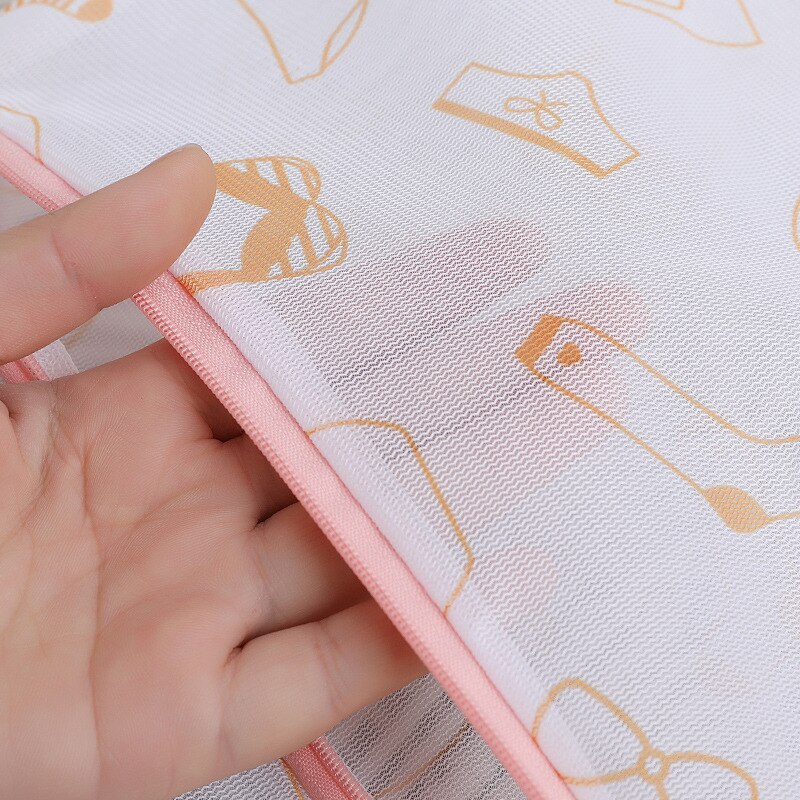 5 pcs/set Polyester Mesh Laundry Bags Orange Printing Washing Bag for Dirty Clothes