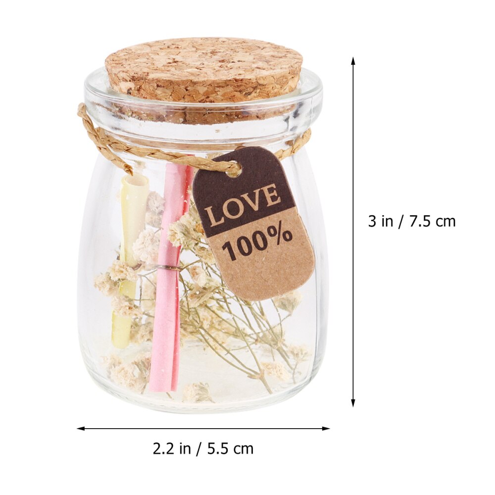 corcho de madera jarrón de flores botellas de deseos de vidrio tarro para papel estrella de mensaje (Flores)