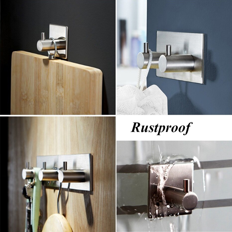 Rvs Kapstok Zware Roestvrij Opslag Hanger Kicthen Badkamer Accessoires Opknoping Haken Zelfklevende Rack