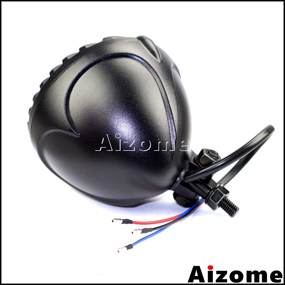 Universal Motorcycle Scalloped Headlight Black Finned Grill Headlamp For Harley XS650 CB750 TRI Cafe Racer Bobber Chopper