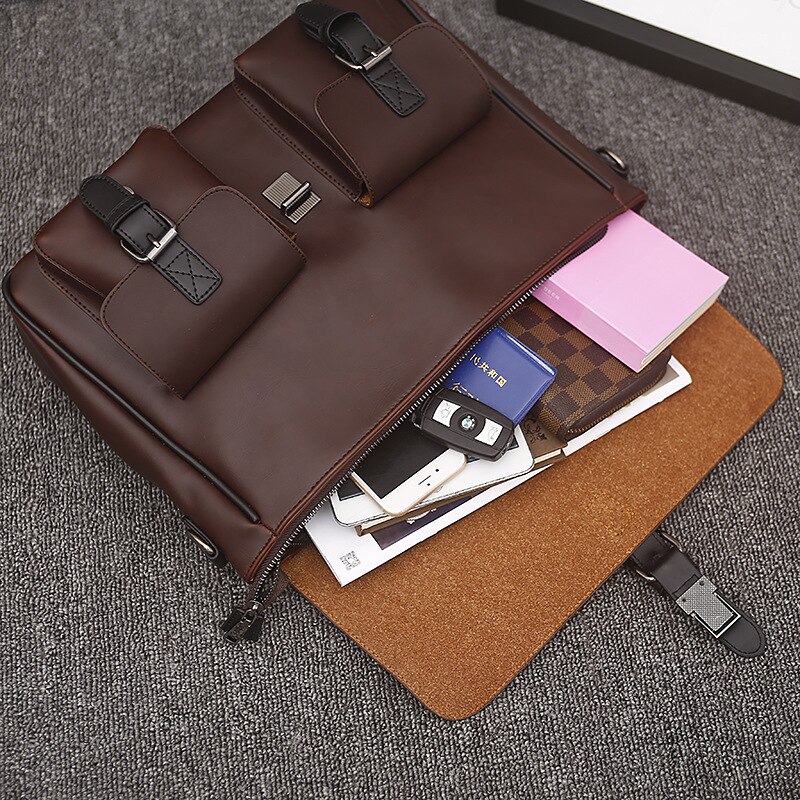 Weysfor Mannen Lederen Antiek Bedrijfsaktentas Laptop Document Case Mode Attache Messenger Bag Tote Portfolio
