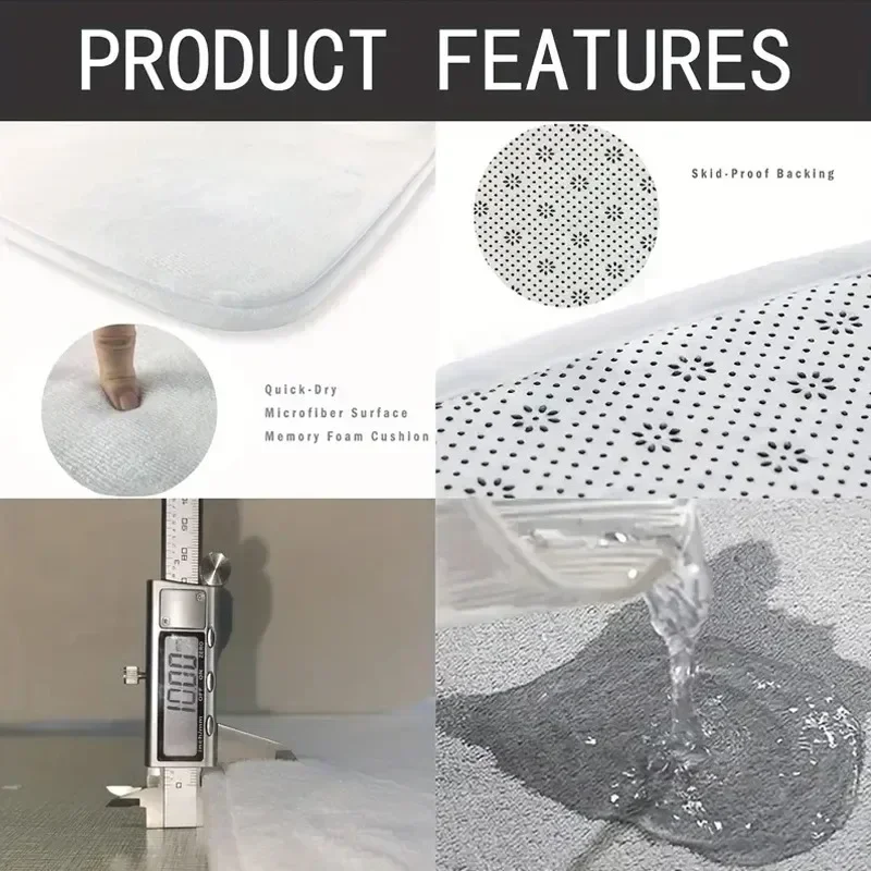 Vloermat voor de wasruimte, geschikt voor binnen, toilet en entree, decoratief, wasbaar, antislip, gemakkelijk schoon te maken, kreukvrije deurmat