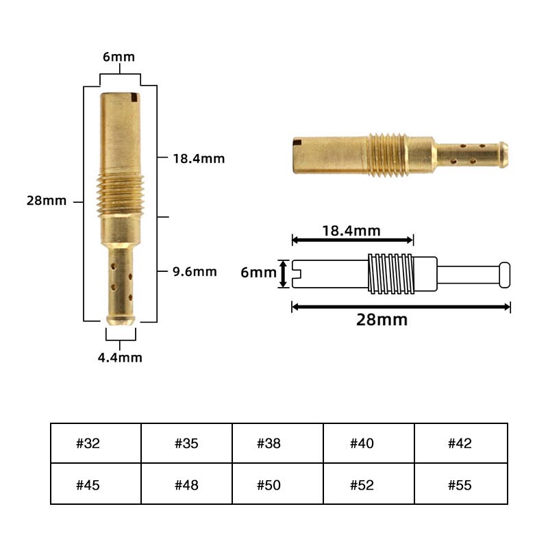 Zsdtrp Carburateur Trage Pilot Jet Vice Injector Nozzle Voor Pwk Pwm Pe 20 22 24 26 28 30 Pj FCR-MX Carburateur