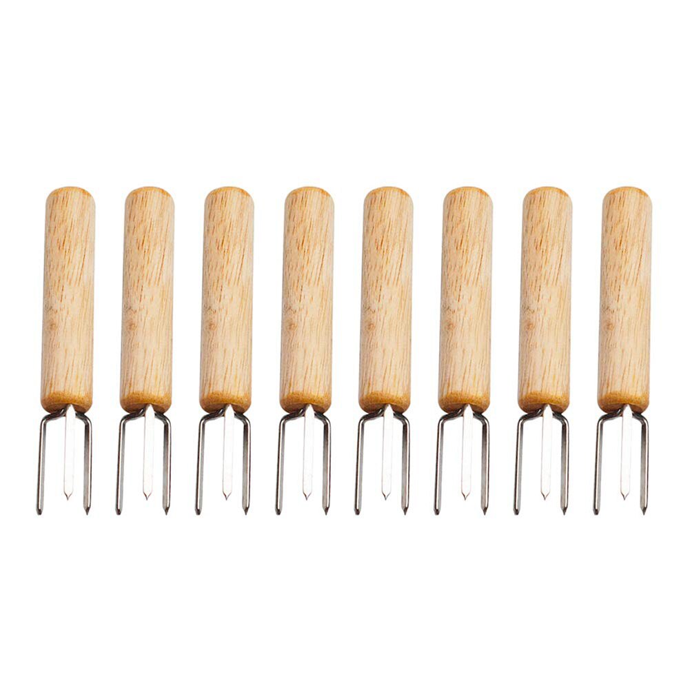 2/4/8PCS Corn On The Cob Holders Stainless Steel BBQ Prongs Skewers Forks With Wooden Handle Barbecue Accessories Kitchen Tool