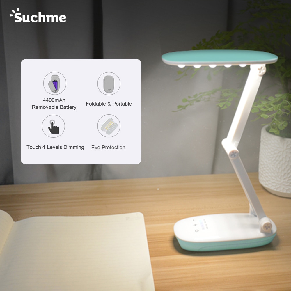 Suchme powerbank skrivebordslampe oppladbar bordlampe 2400 mah bærbare lanterner campinglampe til lesebord