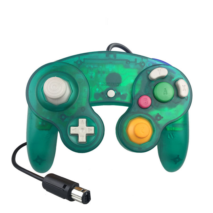 DATA FROG Wired Joypad Controller For Gamecube Controller Handheld Joystick For Computer For Nintend For Wii Vibration Gameing: Transparent green