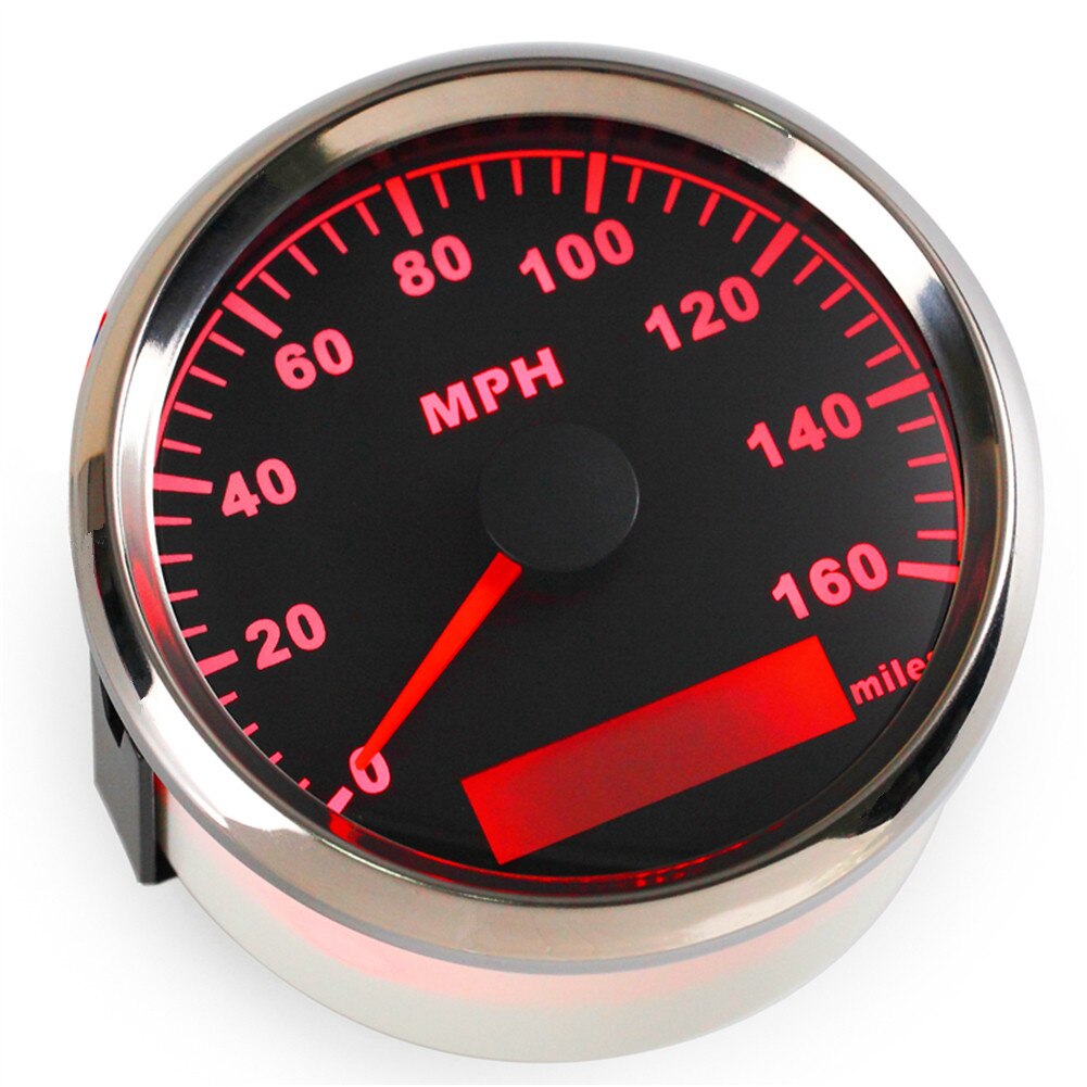 1pc tachimetro GPS calibri odografo 0-160MPH milometri di velocità 9-32V 316L castone uso per auto con retroilluminazione rossa e Antenna GPS