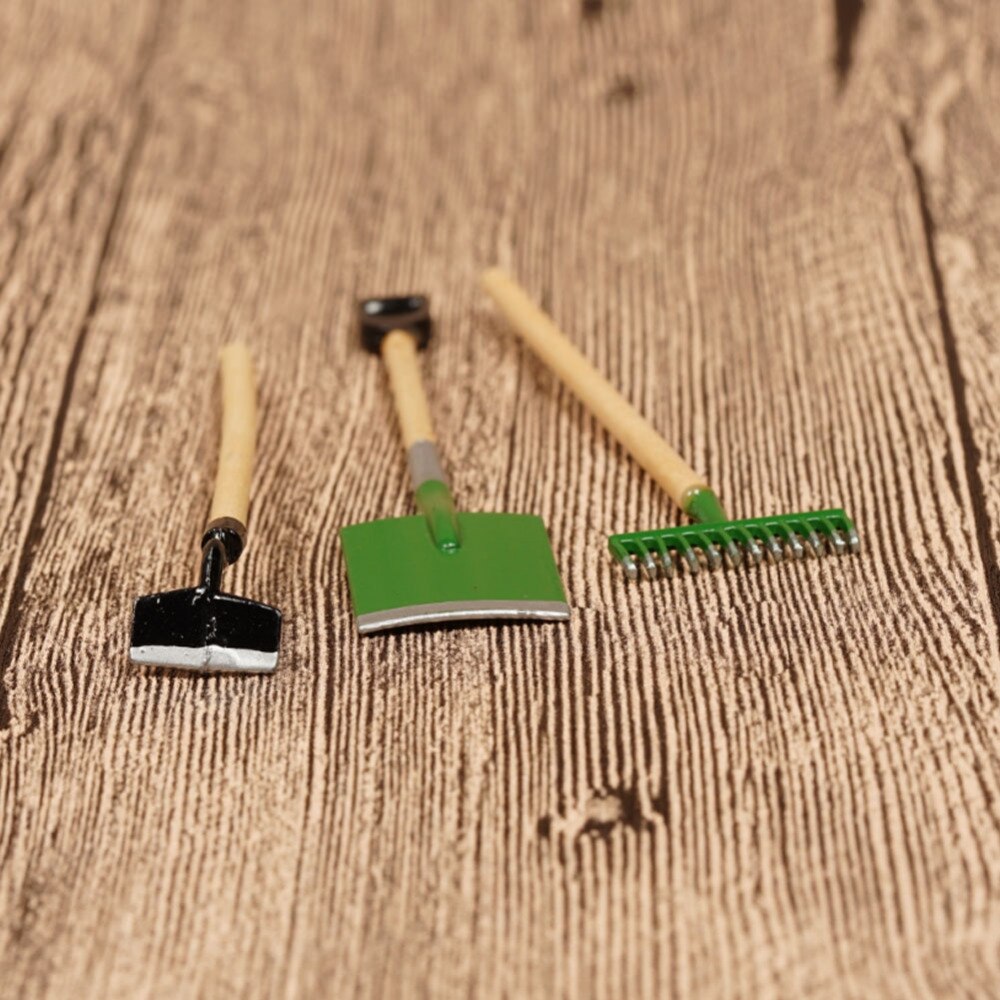 Dongzhur Garden tools 3 pieces 1:12 dollhouse simulation model Potted Plants Maintenance Outdoor garden furnishings toy