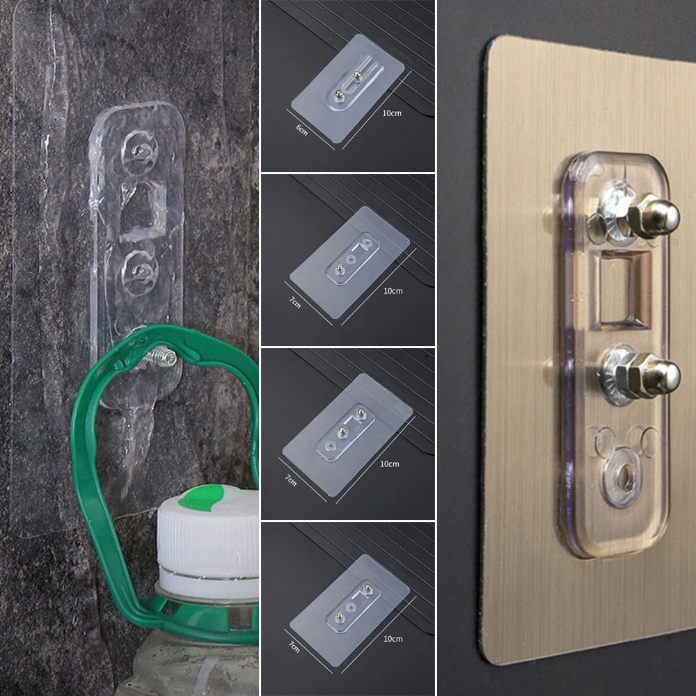 Variable Distance Double Hole Screw Sticker Wall Hanger No Punching Traceless Nail Screw Hook Wall Picture Hanger