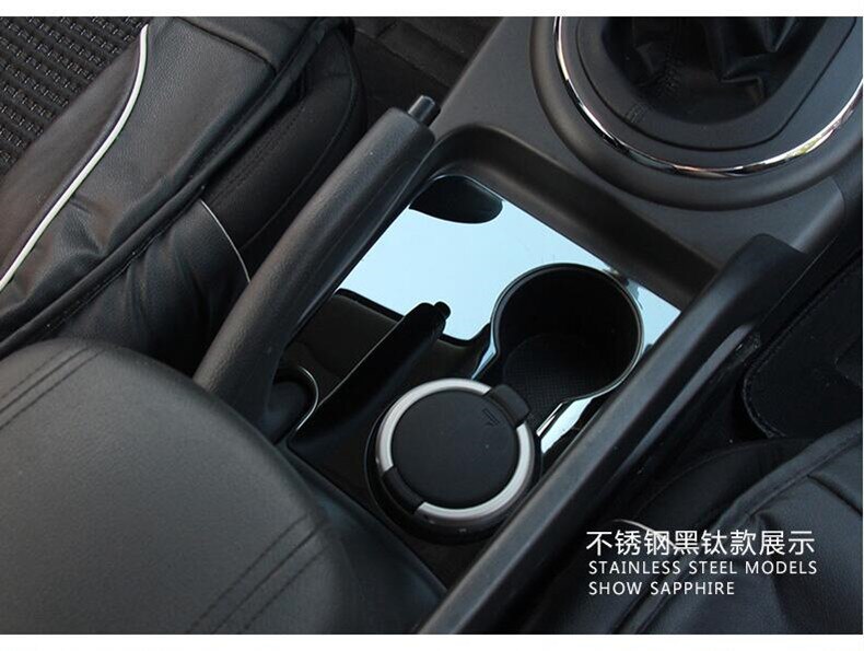 Tilbehør passer til kia sportage r sl rustfrit stål bilflaske kopholder dekorativt cover klistermærke: Spejl sort