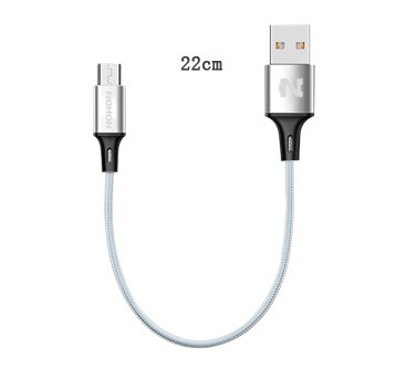 Originele Nohon Micro Usb Kabel Voor Samsung Huawei Htc Nokia Android Mobiele Telefoon Fast Charger Opladen Usb Kabel Data Sync draad: Silver - 22CM