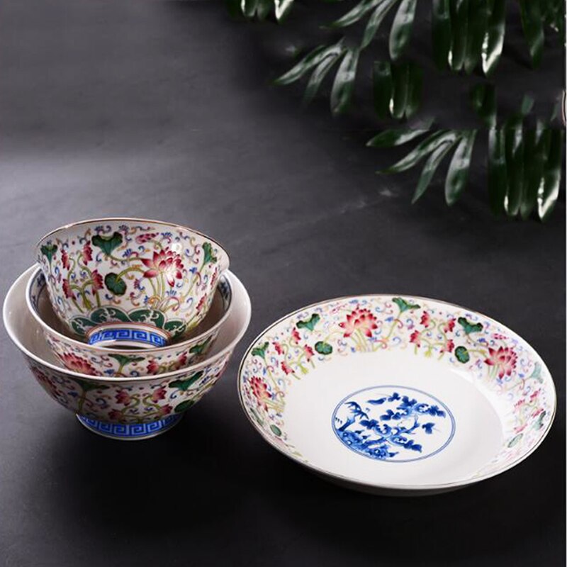 6-12 inch Jingdezhen fresh lotus Dinnerware Home K... โ Grandado
