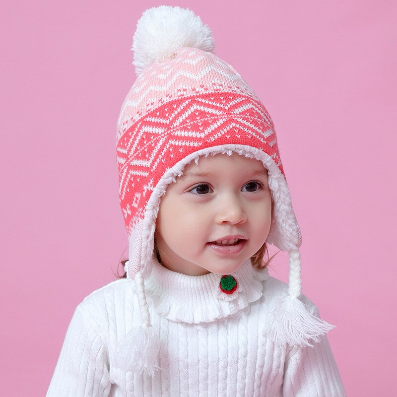 Niña sombrero bufanda Set invierno lana otoño gorro de punto cálido pompón acrílico esquí al aire libre Niño Accesorios para niños