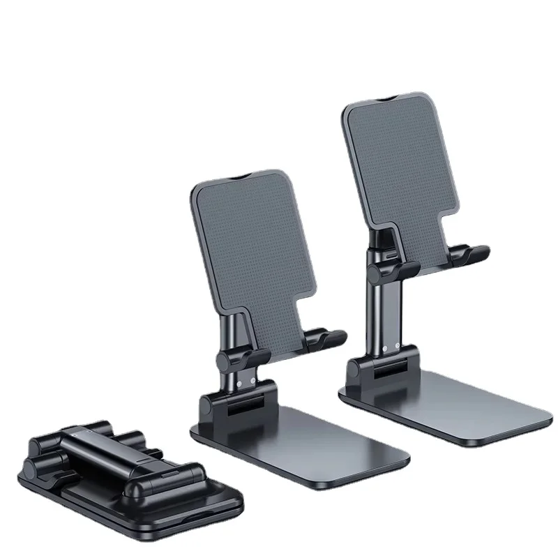 Universal desktop mobiltelefon holder holder til iphone ipad justerbar tablet foldbar bord mobiltelefon bordholder holder: Sort