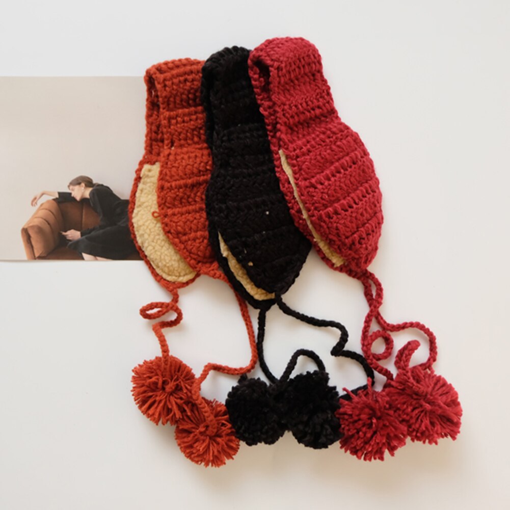 tricot laine cache-oreilles Crochet cache-oreilles hiver automne en peluche cache-oreilles pour les femmes