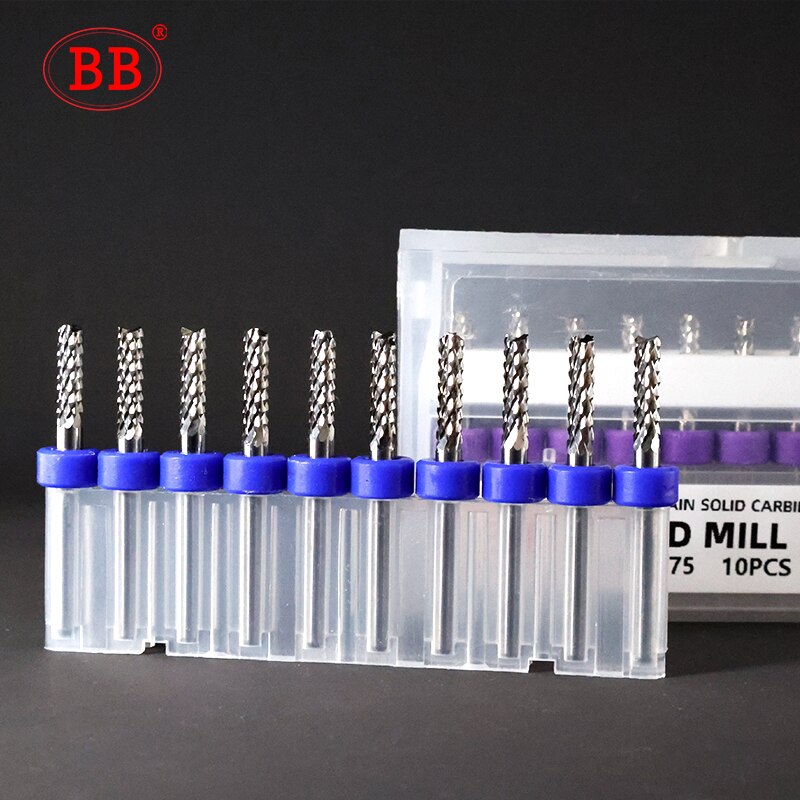 Fresa de extremo de maíz de carburo BB, máquina CNC de grabado de dientes de tungsteno, broca PRO 3.175 4 6mm para placa de baquelita PCB, madera y plástico