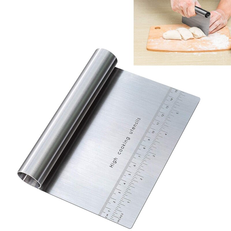Dough Pastry Scraper Cutter Chopper Stainless Steel Mirror Polished with Measuring Scale Cake Pizza Pastry Bread Separator Knife