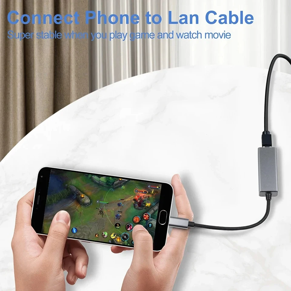 100/1000Mbps USB Type C Ethernet Adapter Rj45 Ethernet Adapter Network Card USB Internet Cable For PC Macbook Windows Laptop