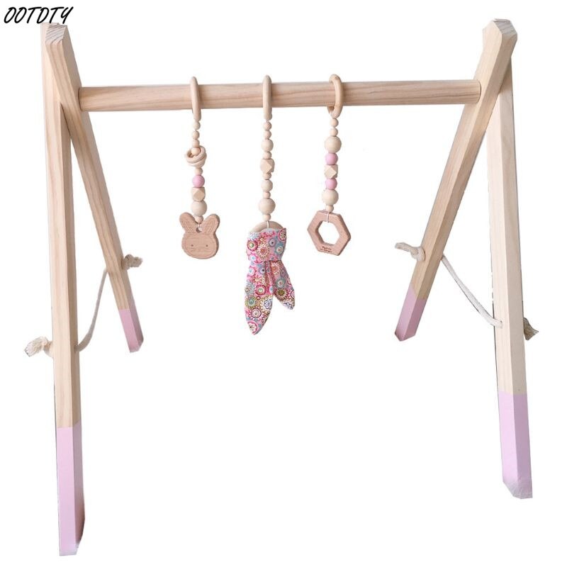 1 Set Nordic Cartoon Baby Houten Konijn Oor Speelgoed Hanger Baby Gym Fitness Rack Kit Peuter Infant Kamer Ornament Decoraties: Roze