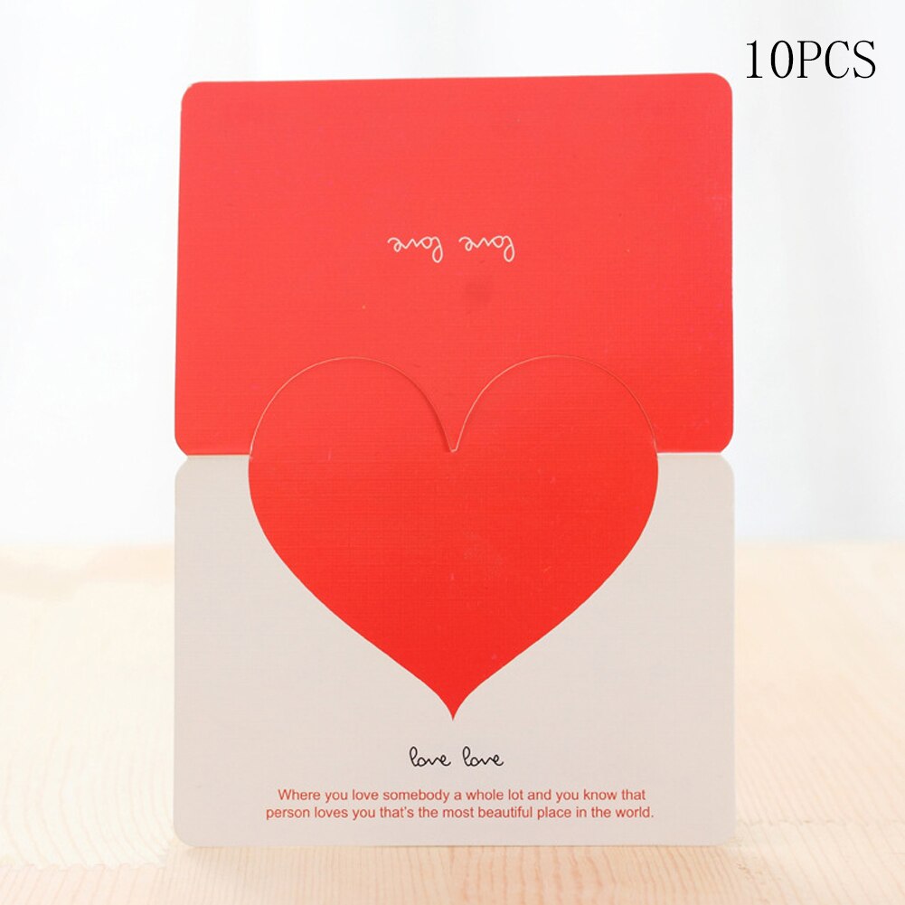 10pcs/bag Mixed Color LOVE Heart Shape Greeting Card Valentines Day Card Wedding Invitations Card Romantic Thank You Cards: white