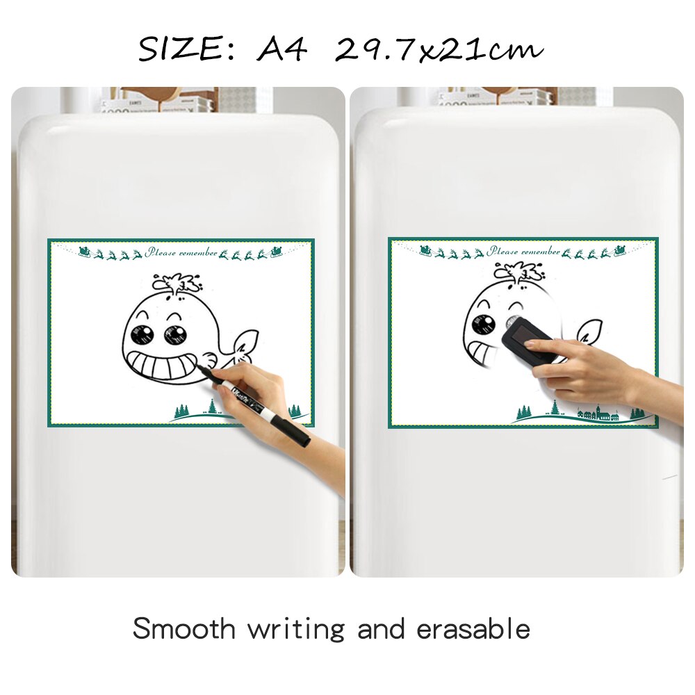 A4 storlek magnetisk whiteboard kylskåp magneter klistermärke presentationstavlor hem kök meddelande påminnelsestavlor att göra lista schema