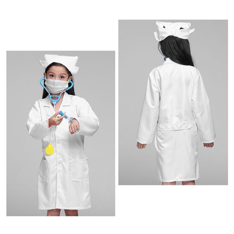 1PC Children Doctors Uniform White Hospital Cosplay Costume Halloween Party Props Kids Pretend Playing